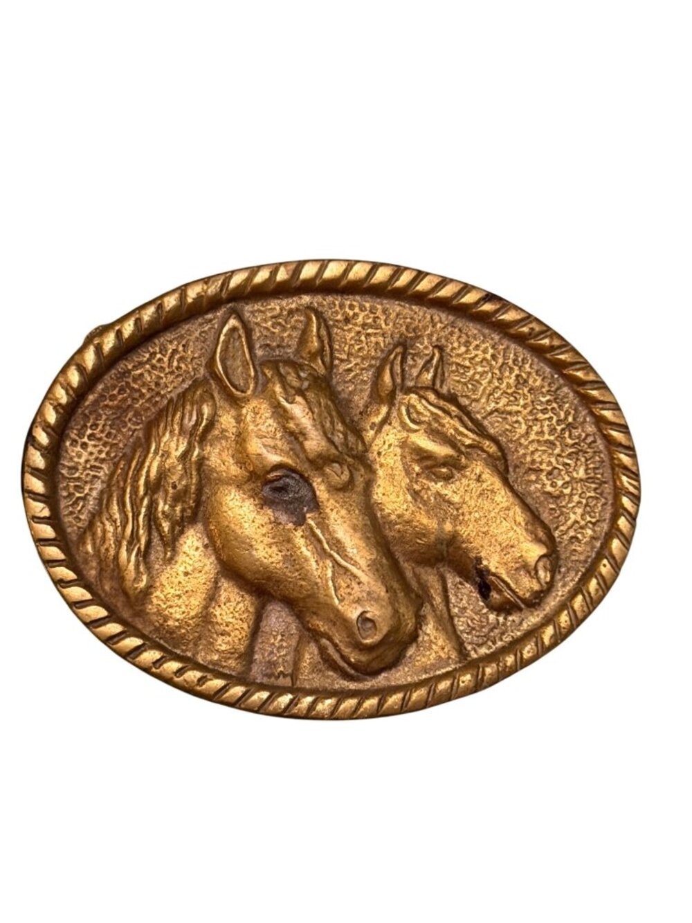 Vintage Horse Head Belt Buckle Gold Tone Western Equestrian Oval Taiwan 3x2